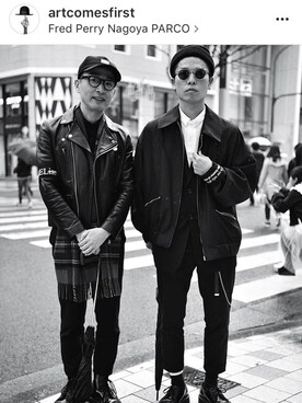 「soe（ソーイ）のアイテム（ブルゾン）」を使った、村瀬達也さん（メンズ・170cm）の春コーディネート