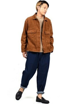 「SHIPS JET BLUE（シップスジェットブルー）のアイテム（パンツ）」を使った、高橋さん（メンズ・170cm）の秋コーディネート