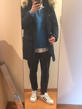 「ZARA（ザラ）のアイテム（モッズコート）」を使った、tomさん（メンズ・170cm）の冬コーディネート
