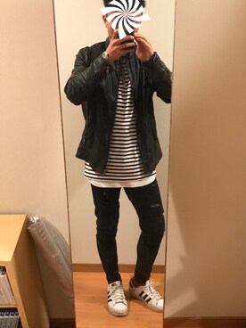 「ライタースジャケット」｜「アイテム（その他）」を使った、tomさん（メンズ・170cm）の春コーディネート