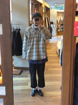 「aie」｜「アイテム（ローファー）」を使った、Takuyaさん（メンズ・175cm）の冬コーディネート