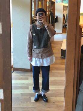「MASTER&Co（マスターアンドコー）のアイテム（シャツ/ブラウス）」を使った、Takuyaさん（メンズ・175cm）の冬コーディネート