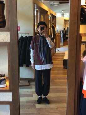 「sunsea」｜「アイテム（帽子）」を使った、Takuyaさん（メンズ・175cm）の冬コーディネート