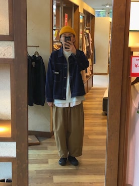 「ニットキャップ」｜「アイテム（スリッポン）」を使った、Takuyaさん（メンズ・175cm）の春コーディネート