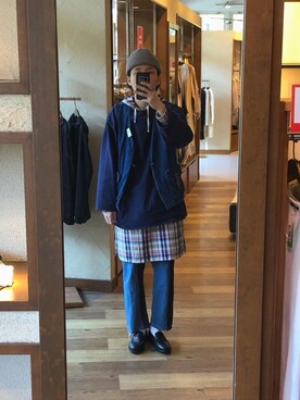 「aie」｜「アイテム（ニットキャップ/ビーニー）」を使った、Takuyaさん（メンズ・175cm）の春コーディネート