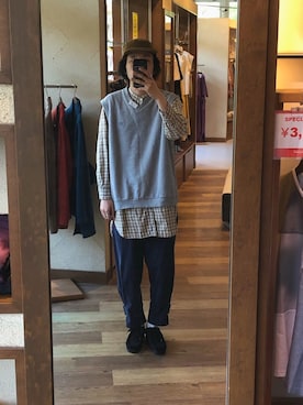 「Hender Scheme（エンダースキーマ）のアイテム（帽子）」を使った、Takuyaさん（メンズ・175cm）の春コーディネート