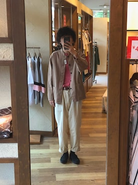 「MANEBU（マネブ）のアイテム（スリッポン）」を使った、Takuyaさん（メンズ・175cm）の春コーディネート
