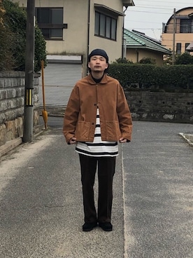 「BIG MAC（ビッグマック）のアイテム（スラックス）」を使った、Takuyaさん（メンズ・176cm）の冬コーディネート