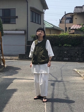 「aie」｜「アイテム（ニットキャップ/ビーニー）」を使った、Takuyaさん（メンズ・176cm）の夏コーディネート