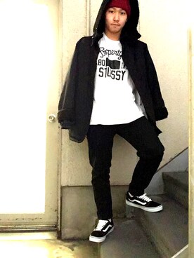 「COMME CA ISM（コムサイズム）のアイテム（ブルゾン）」を使った、tAkEさん（メンズ・168cm）の冬コーディネート