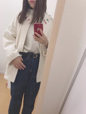 「rivet & surge（リベットアンドサージ）のアイテム（ノーカラージャケット）」を使った、mie*さん（レディース・157cm）の秋コーディネート