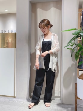 「オーガンジー」｜「アイテム（サロペット/オーバーオール）」を使った、OIZUMI_157cmさん（レディース・156cm）の春コーディネート