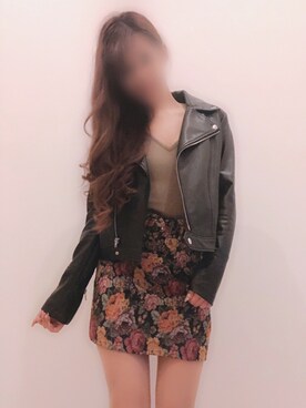 「EGOIST（エゴイスト）のアイテム（ライダースジャケット）」を使った、saaya(記録用)さん（レディース・155cm）の秋コーディネート