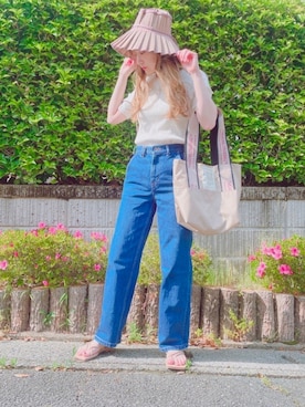 「Moname（モナーム）のアイテム（パンツ）」を使った、マリン☽･:*さん（レディース・158cm）の春コーディネート