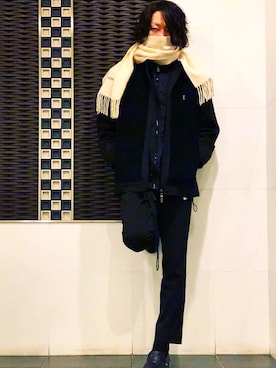 「Yves Saint Laurent（イヴサンローラン）のアイテム（ブルゾン）」を使った、笹森大樹さん（メンズ・172cm）の冬コーディネート