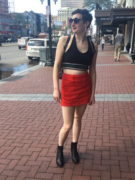 「red」｜「アイテム（ブーティ）」を使った、Sylvieさん（レディース・168cm）の冬コーディネート