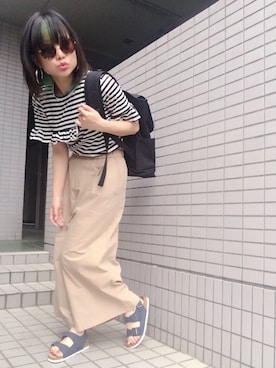 「DRESKIP（ドレスキップ）のアイテム（チノパンツ）」を使った、youkiさん（レディース・158cm）の春コーディネート