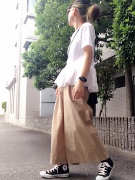 「DRESKIP（ドレスキップ）のアイテム（チノパンツ）」を使った、youkiさん（レディース・158cm）の夏コーディネート