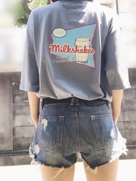 youkiさんの「バックプリントルーズTシャツ」を使ったコーディネート
