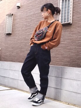 「zozoデニム」｜「アイテム（スウェット）」を使った、youkiさん（レディース・158cm）の冬コーディネート