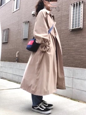 「zozoデニム」｜「アイテム（トレンチコート）」を使った、youkiさん（レディース・158cm）の春コーディネート
