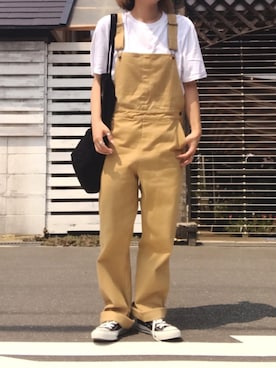 「秋のカフェオレコーデ」｜「アイテム（サロペット/オーバーオール）」を使った、youkiさん（レディース・161cm）の秋コーディネート