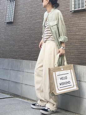 「petitcro（プティクロ）のpetitcro  ワイドバングル PCKB1901001（バングル/リストバンド）」を使った、youkiさん（レディース・161cm）の春コーディネート