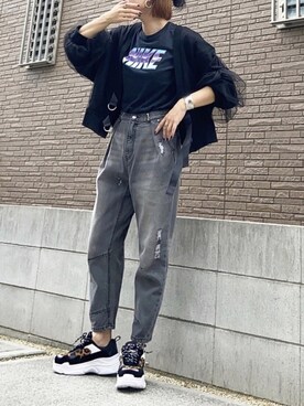 「petitcro（プティクロ）のpetitcro  ワイドバングル PCKB1901001（バングル/リストバンド）」を使った、youkiさん（レディース・161cm）の夏コーディネート