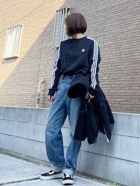 「パイピングコート」｜「アイテム（スウェット）」を使った、youkiさん（レディース・161cm）の冬コーディネート