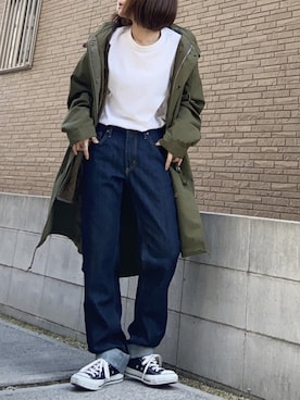 「RAGEBLUE（レイジブルー）のアイテム（モッズコート）」を使った、youkiさん（レディース・161cm）の春コーディネート
