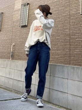 「ISOOK（アイスー）のアイテム（スウェット）」を使った、youkiさん（レディース・161cm）の春コーディネート