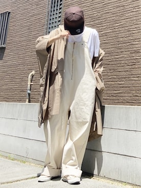 「UNIQLO（ユニクロ）のエアリズムコットンオーバーサイズTシャツ（5分袖）（Tシャツ/カットソー）」を使った、youkiさん（レディース・161cm）の春コーディネート