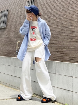 「FIG&VIPER（フィグアンドバイパー）のアイテム（パンツ）」を使った、youkiさん（レディース・161cm）の春コーディネート
