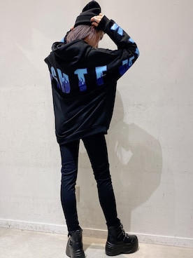 「WEGO（ウィゴー）のアイテム（ニットキャップ/ビーニー、ブラック系）」を使った、ミオリーヌさん（レディース・154cm）の冬コーディネート