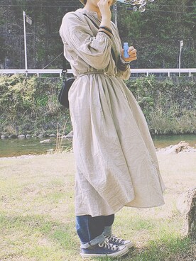 「アイテム（シャツワンピース）」を使った、T a k e c h i y oさん（レディース・157cm・10代）の春コーディネート