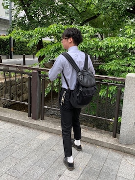 「Paul Smith（ポールスミス）のアイテム（バックパック/リュック）」を使った、りんさん（メンズ・173cm）の夏コーディネート
