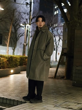 「PUBLIC TOKYO（パブリックトウキョウ）のアイテム（ステンカラーコート）」を使った、小林陽平さん（メンズ・179cm）の冬コーディネート