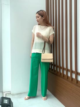 「UNITED ARROWS（ユナイテッドアローズ）のアイテム（タンクトップ）」を使った、富田 実結さん（レディース・154cm）の夏コーディネート