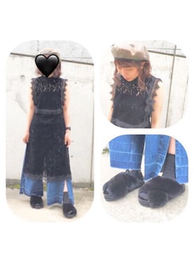 「スリット」｜「アイテム（ハンチング/ベレー帽）」を使った、okaさん（レディース・158cm）の夏コーディネート