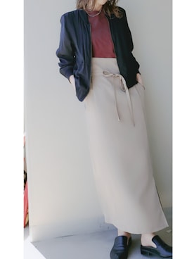 「シアーワンピース」｜「アイテム（スウェット）」を使った、Tomoさん（レディース・158cm）の秋コーディネート