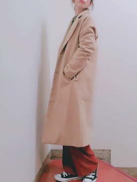 「URBAN RESEARCH（アーバンリサーチ）のアイテム（チェスターコート）」を使った、Tomoさん（レディース・158cm）の冬コーディネート