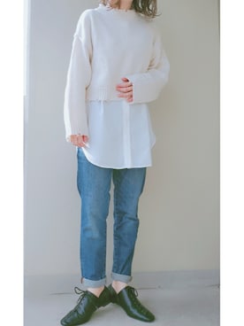 「MOUSSY（マウジー）のアイテム（リング、シルバー系）」を使った、Tomoさん（レディース・158cm）の冬コーディネート