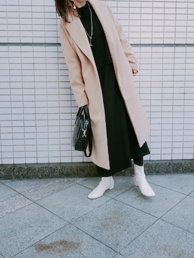 「URBAN RESEARCH（アーバンリサーチ）のアイテム（チェスターコート）」を使った、Tomoさん（レディース・158cm）の冬コーディネート
