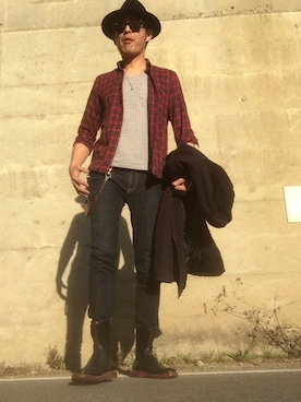 「TO&CO.（トゥーアンドコー）のアイテム」を使った、英麿さん（メンズ・183cm）の冬コーディネート