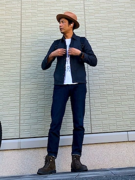 「C-PLUS（シープラス）のアイテム」を使った、英麿さん（メンズ・183cm）の秋コーディネート