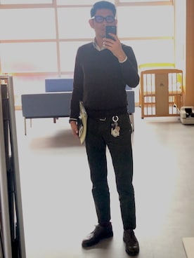 「C＋（シープラス）のアイテム」を使った、英麿さん（メンズ・183cm）の冬コーディネート