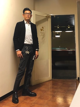 「1PIU1UGUALE3  RELAX （ウノピゥウノウグァーレトレ リラックス）のアイテム（ジャケット/アウター）」を使った、英麿さん（メンズ・183cm）の春コーディネート