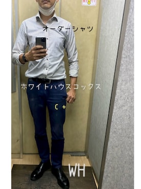 「C＋（シープラス）のアイテム」を使った、英麿さん（メンズ・183cm）の春コーディネート