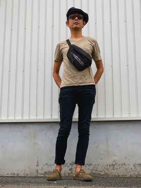 「アイテム（キャスケット）」を使った、英麿さん（メンズ・183cm・40代）の秋コーディネート