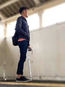 「アイテム（ブルゾン）」を使った、英麿さん（メンズ・183cm・40代）の春コーディネート